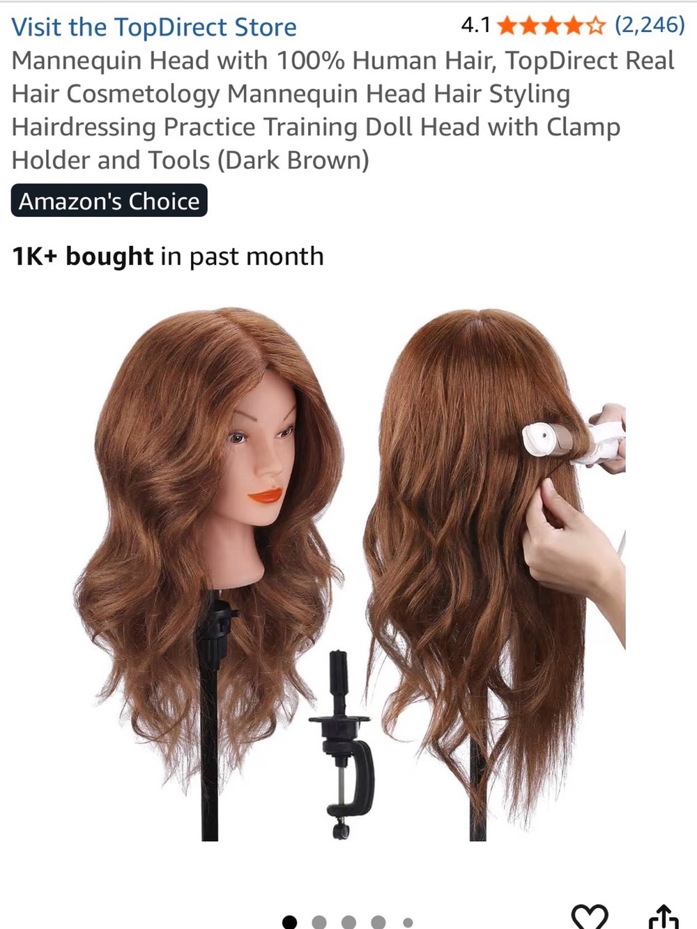 Amazon Wavy Mannequin Training Head in Light Brown